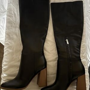 Nine West Black and Tan Over the Knee Boots